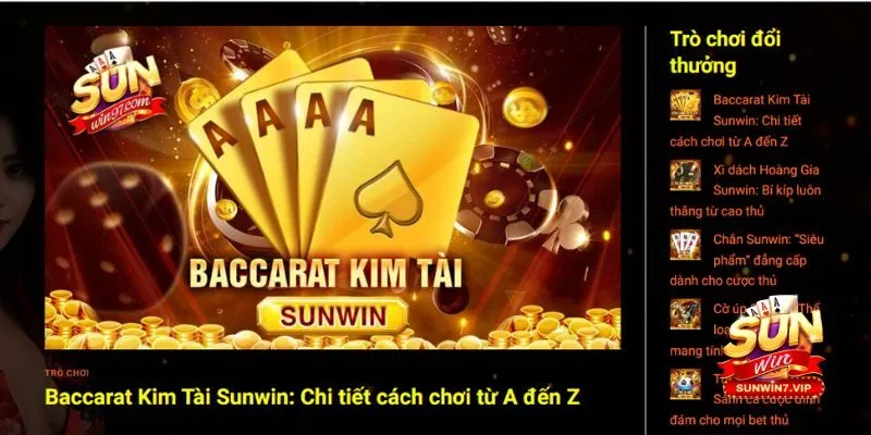 Baccarat kim tài sunwin – Trải nghiệm chơi casino đỉnh cao với chiến thuật thành công