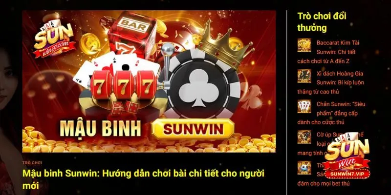 Mậu binh sunwin – Trò chơi đỉnh cao với tính năng và chiến thuật sáng tạo